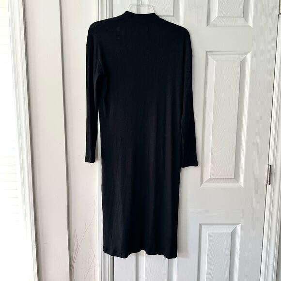 Naadam Black Ribbed Long Line Lightweight Duster Cardigan Button Up XXS - Picture 7 of 11